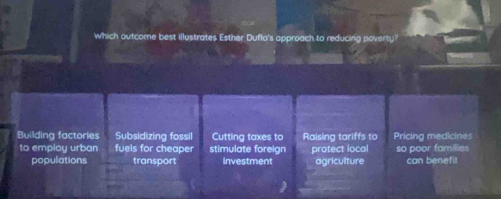 which outcome best illustrates esther duflos approach to reducing pover…