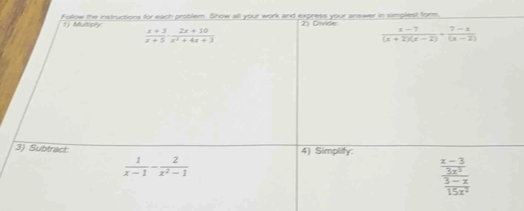 follow the instructions for each problem. show all your work and expres…