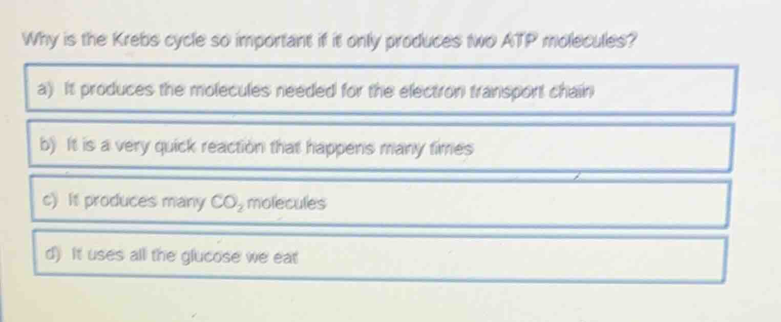 why is the krebs cycle so important if it only produces two atp molecul…