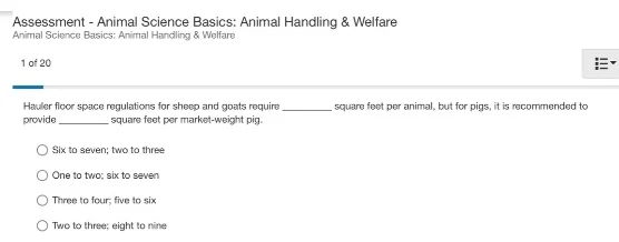 assessment - animal science basics: animal handling & welfare animal sc…