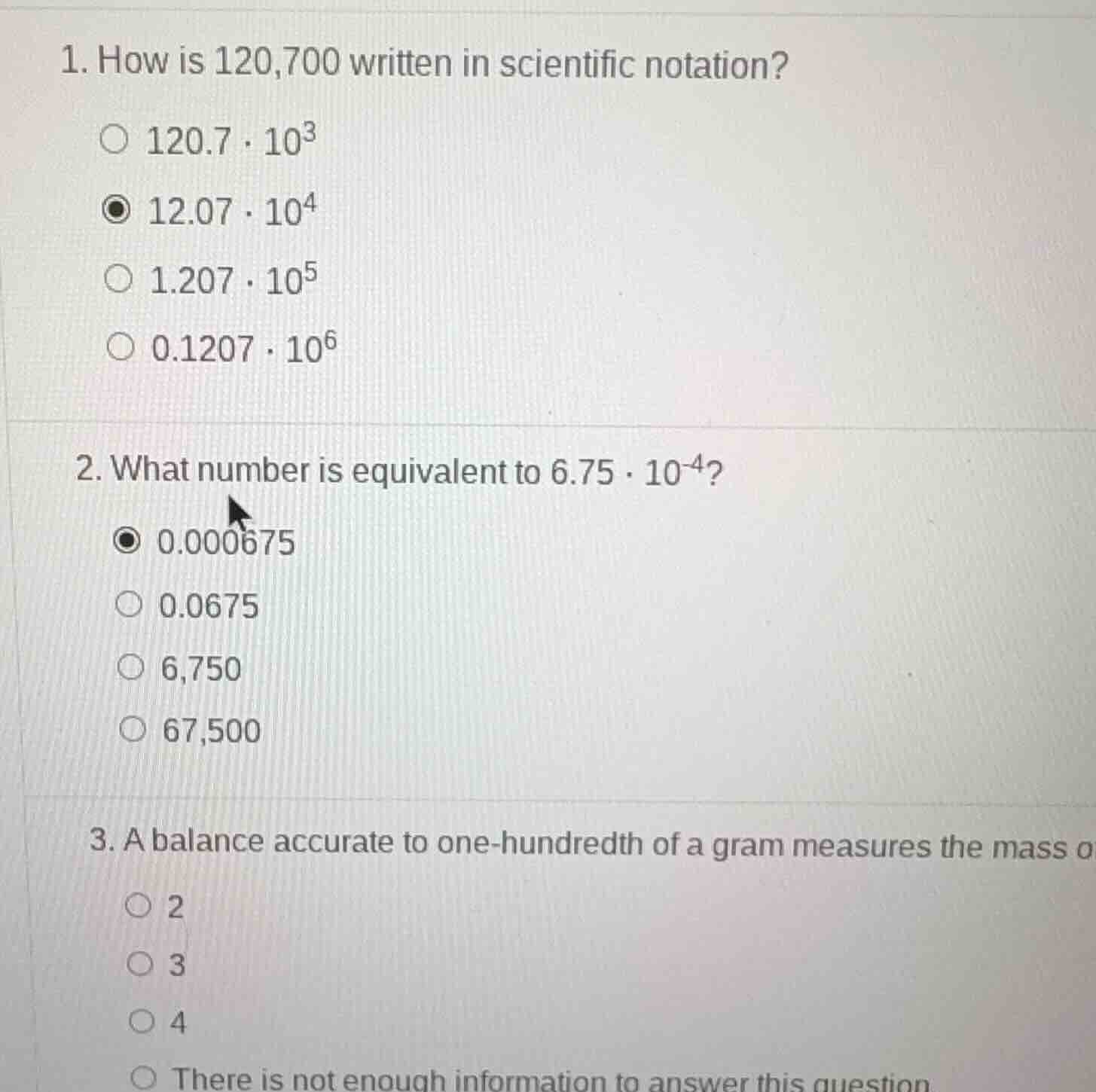 1. how is 120,700 written in scientific notation?$\bigcirc$ $120.7 cdot…