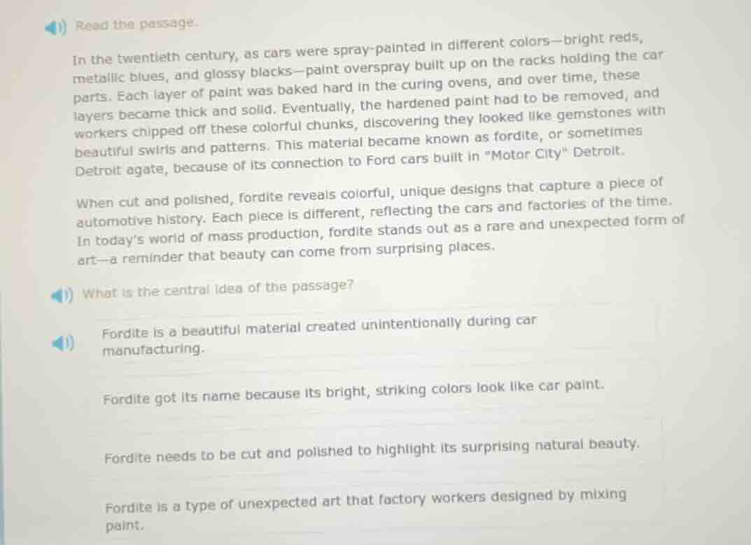 read the passage. in the twentieth century, as cars were spray-painted …