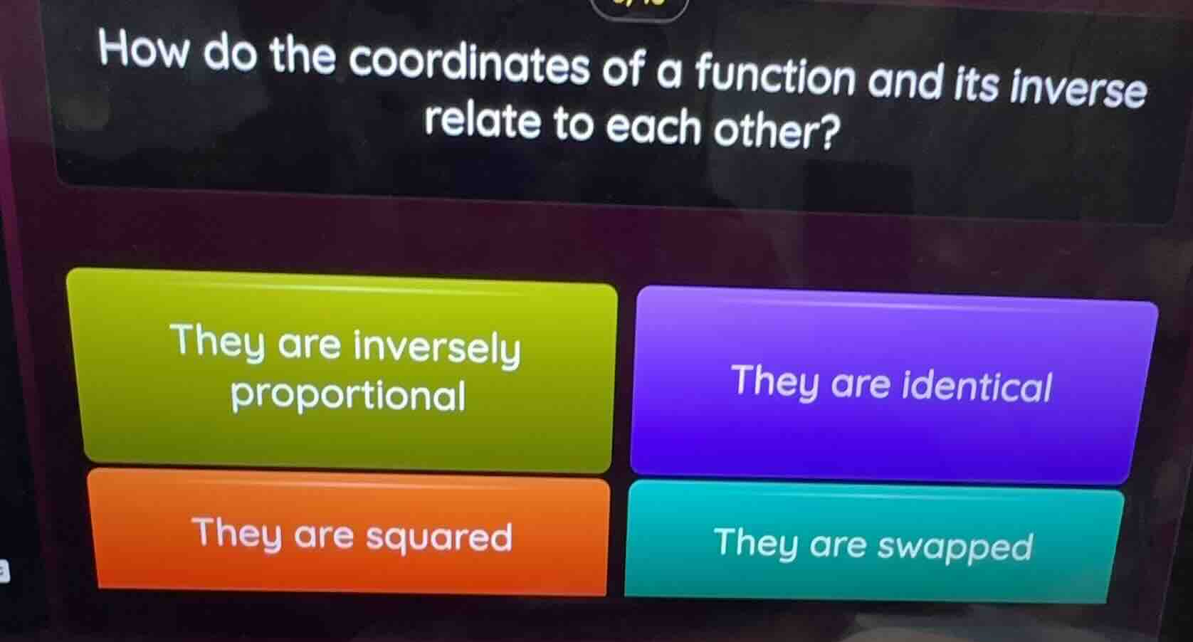 how do the coordinates of a function and its inverse relate to each oth…