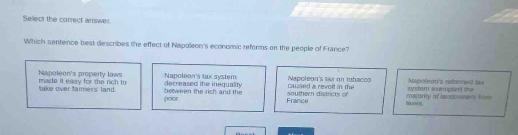 select the correct answer. which sentence best describes the effect of …