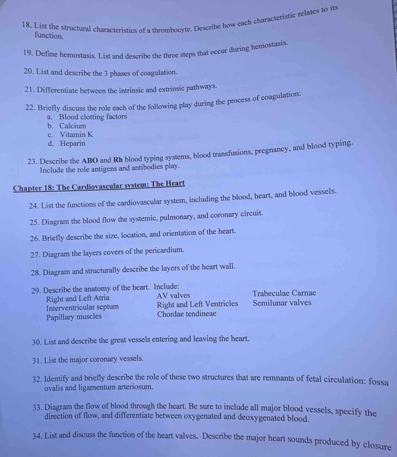 18. list the structural characteristics of a thrombocyte. describe how …