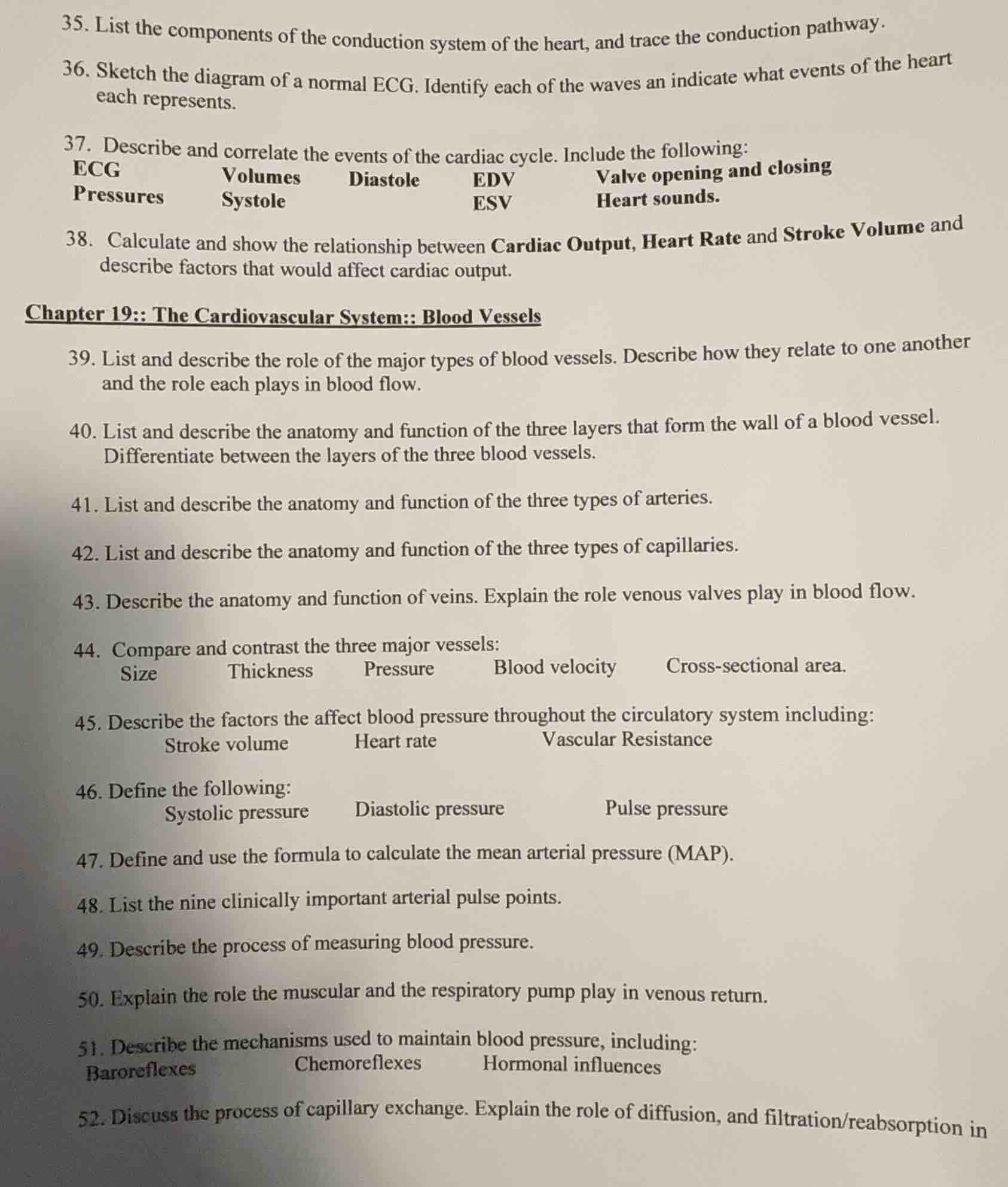 35. list the components of the conduction system of the heart, and trac…