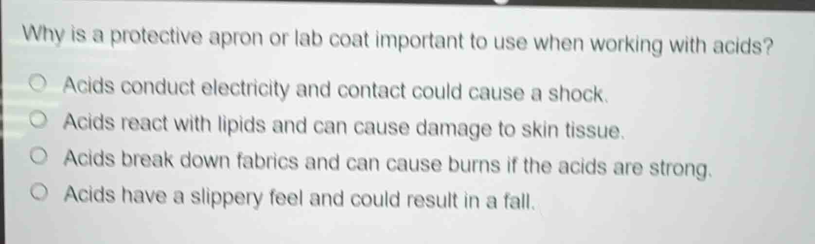 why is a protective apron or lab coat important to use when working wit…