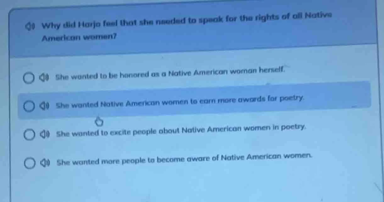 why did harjo feel that she needed to speak for the rights of all nativ…