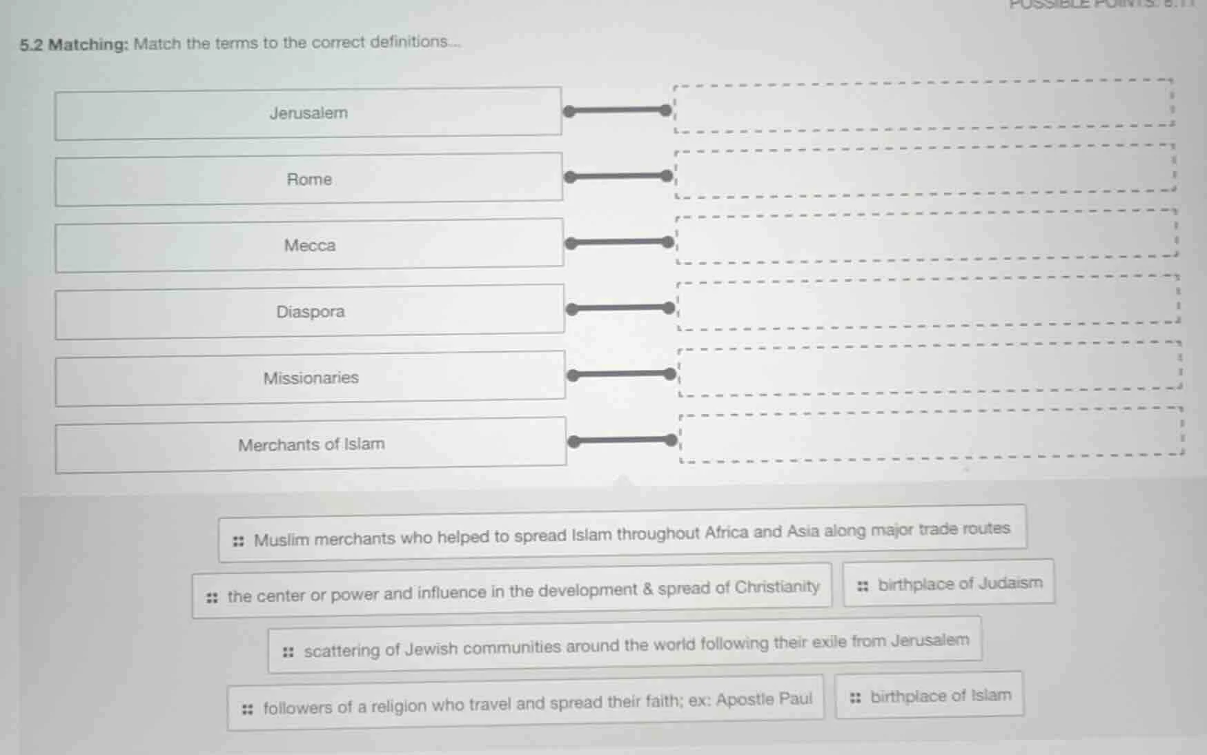 5.2 matching: match the terms to the correct definitions... jerusalem r…