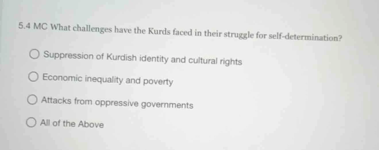 5.4 mc what challenges have the kurds faced in their struggle for self-…