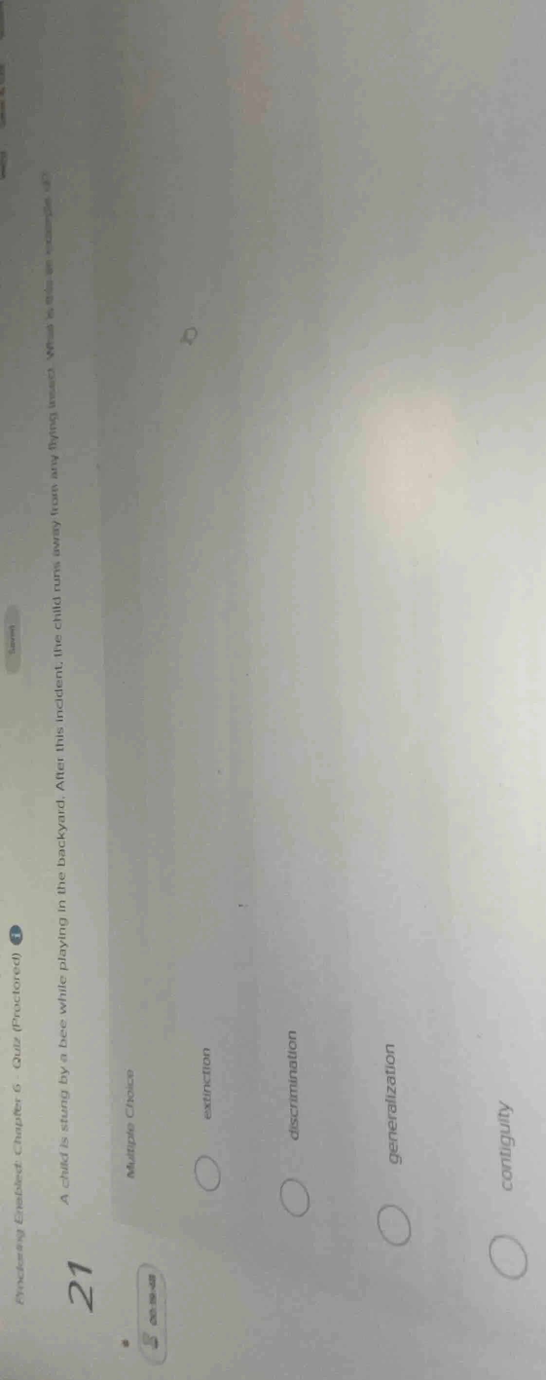 proctoring enabled: chapter 6 - quiz (proctored) 21 a child is stung by…