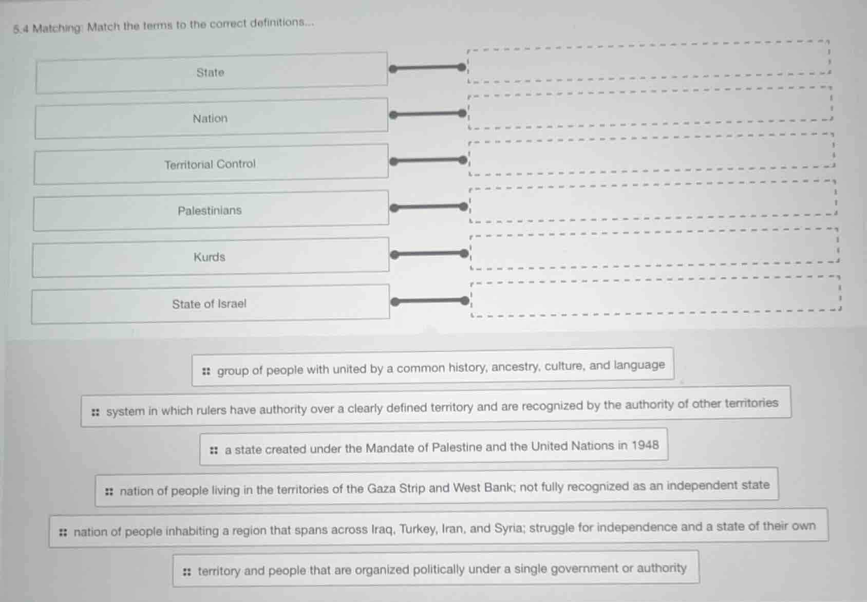 5.4 matching: match the terms to the correct definitions... state natio…