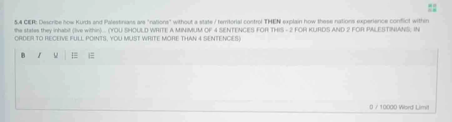 5.4 cer: describe how kurds and palestinians are ations\ without a stat…