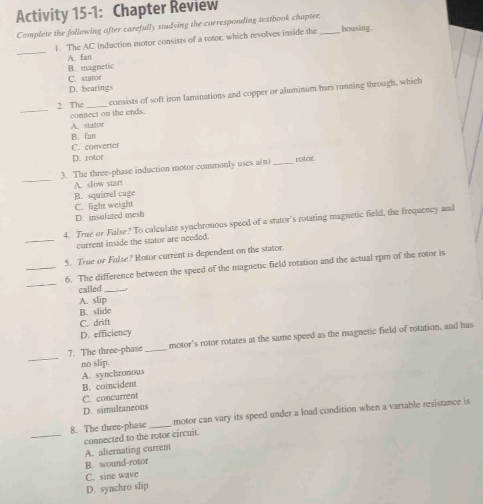 activity 15-1: chapter review complete the following after carefully st…