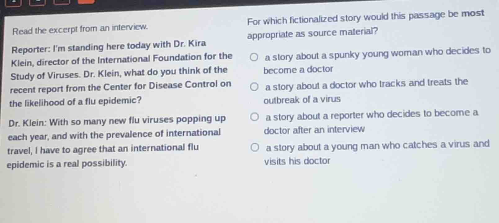 read the excerpt from an interview. reporter: im standing here today wi…