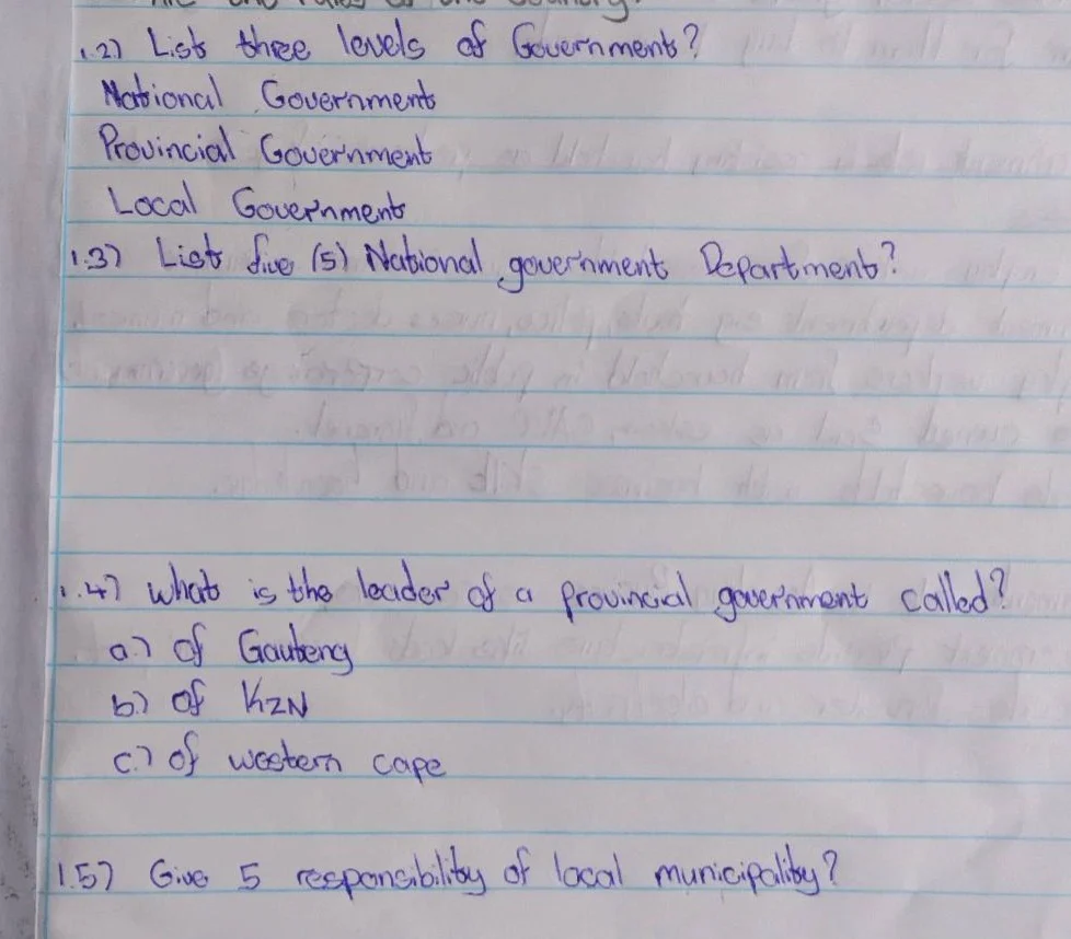 (2) list three levels of government? national government provincial gov…