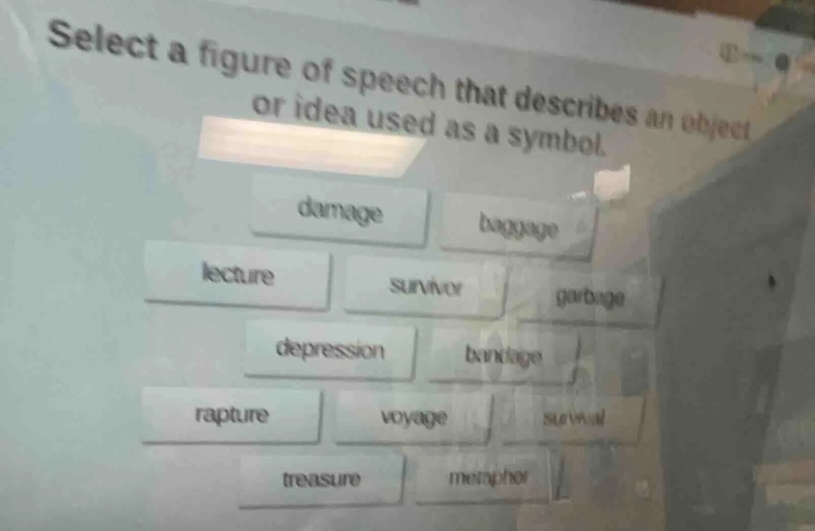 select a figure of speech that describes an object or idea used as a sy…