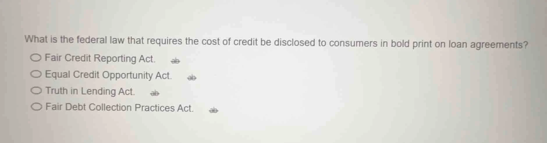 what is the federal law that requires the cost of credit be disclosed t…
