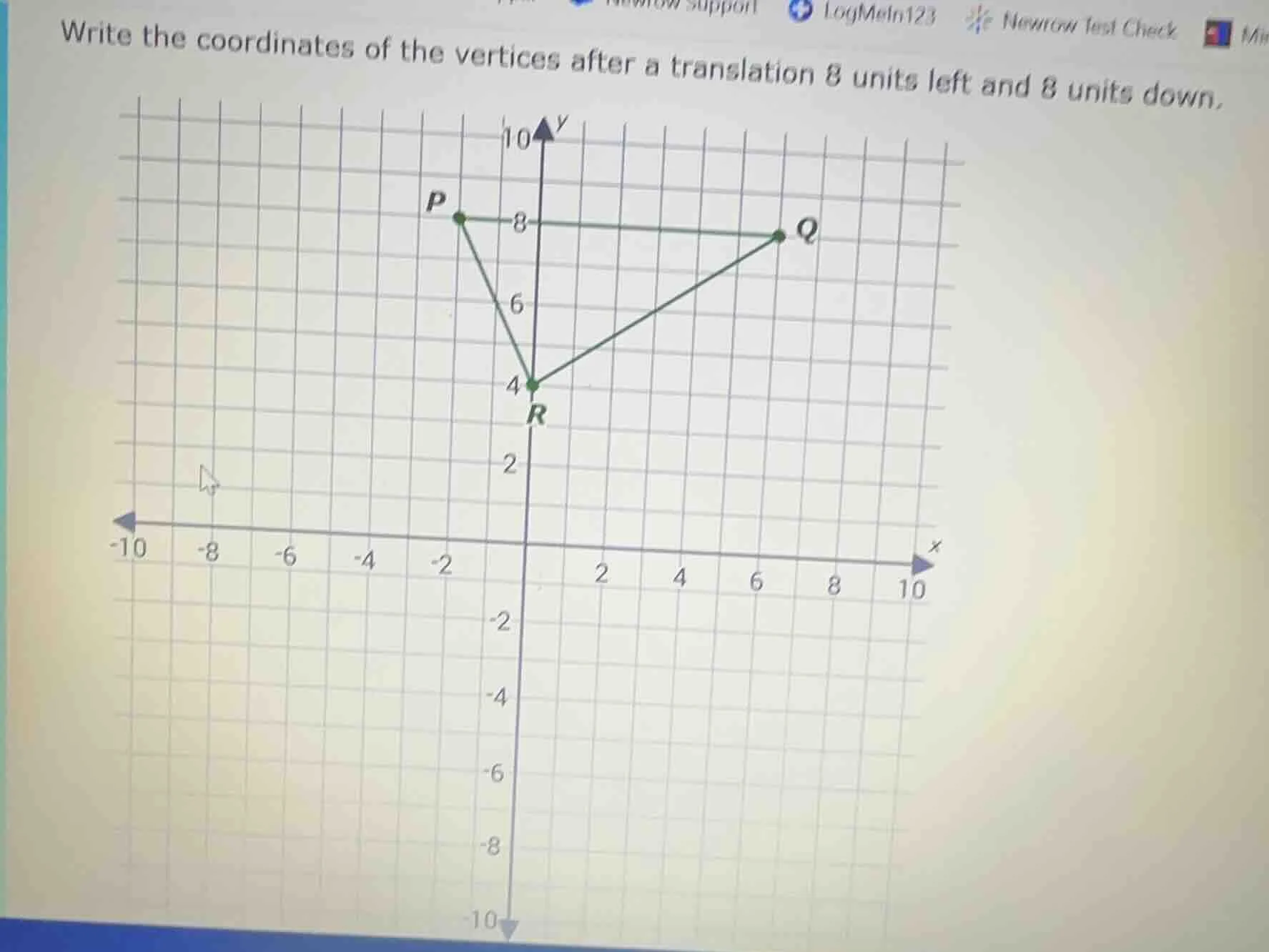 write the coordinates of the vertices after a translation 8 units left …