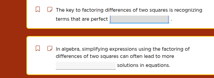 the key to factoring differences of two squares is recognizing terms th…