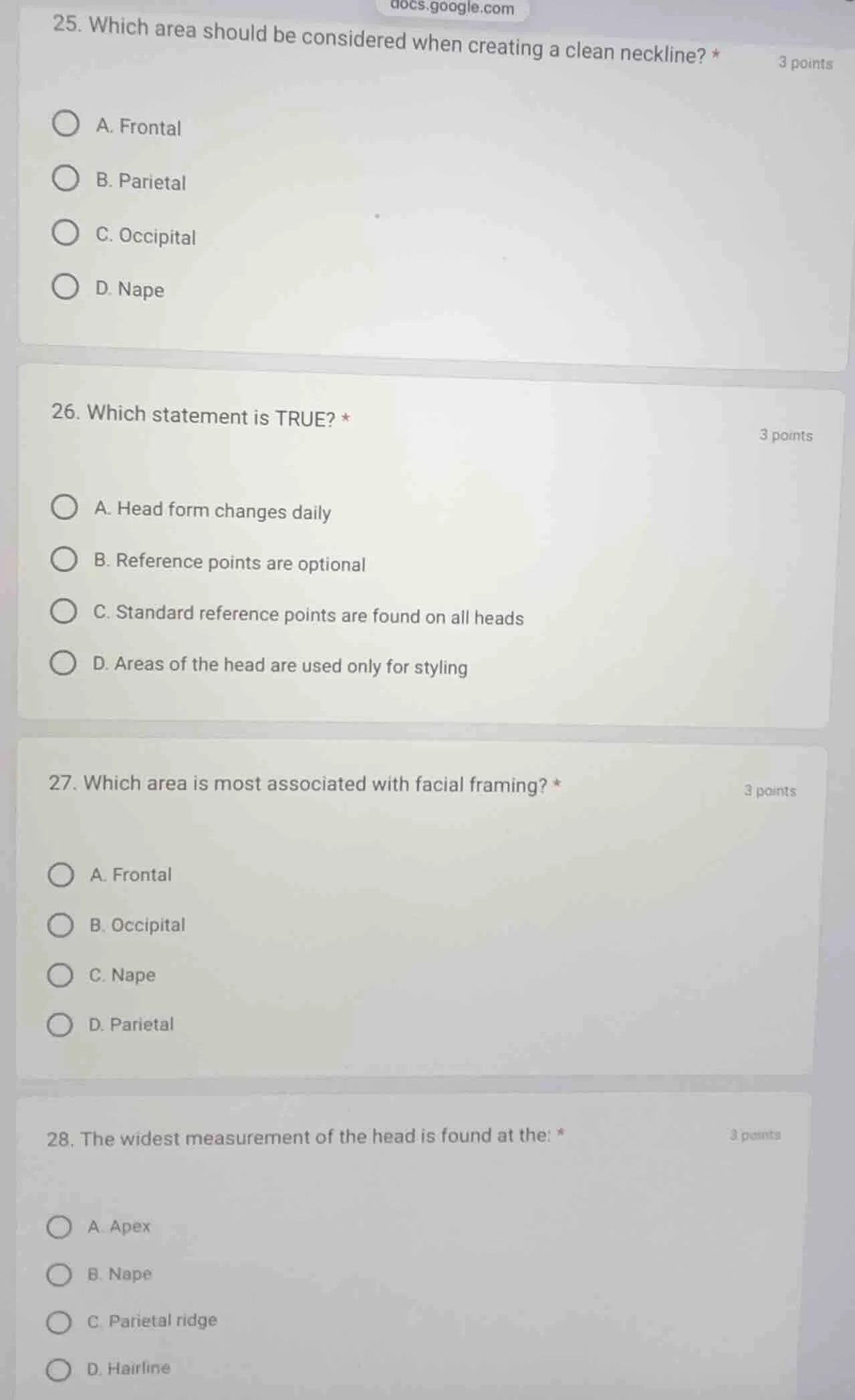 25. which area should be considered when creating a clean neckline? * 3…