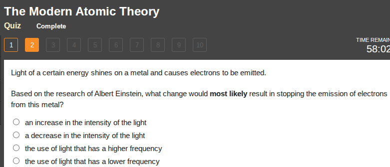 the modern atomic theory quiz complete 1 2 3 4 5 6 7 8 9 10 time remain…