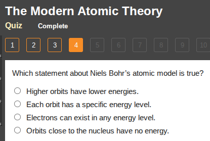the modern atomic theory quiz complete 1 2 3 4 5 6 7 8 9 10 which state…
