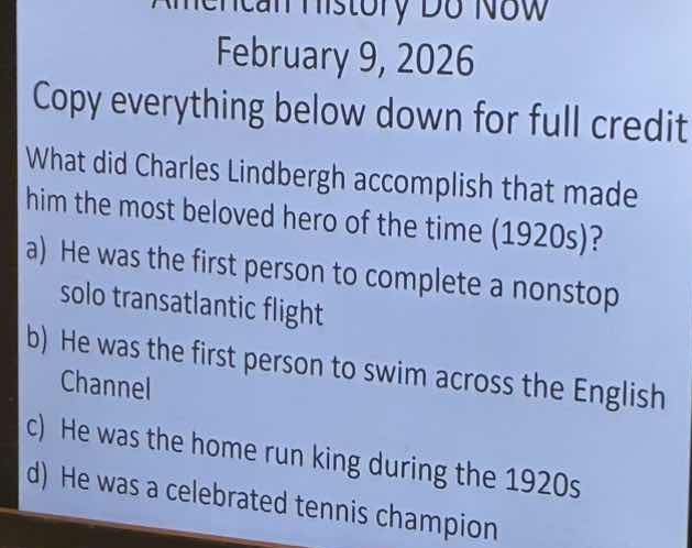 american history do now february 9, 2026 copy everything below down for…