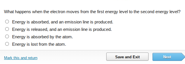 what happens when the electron moves from the first energy level to the…