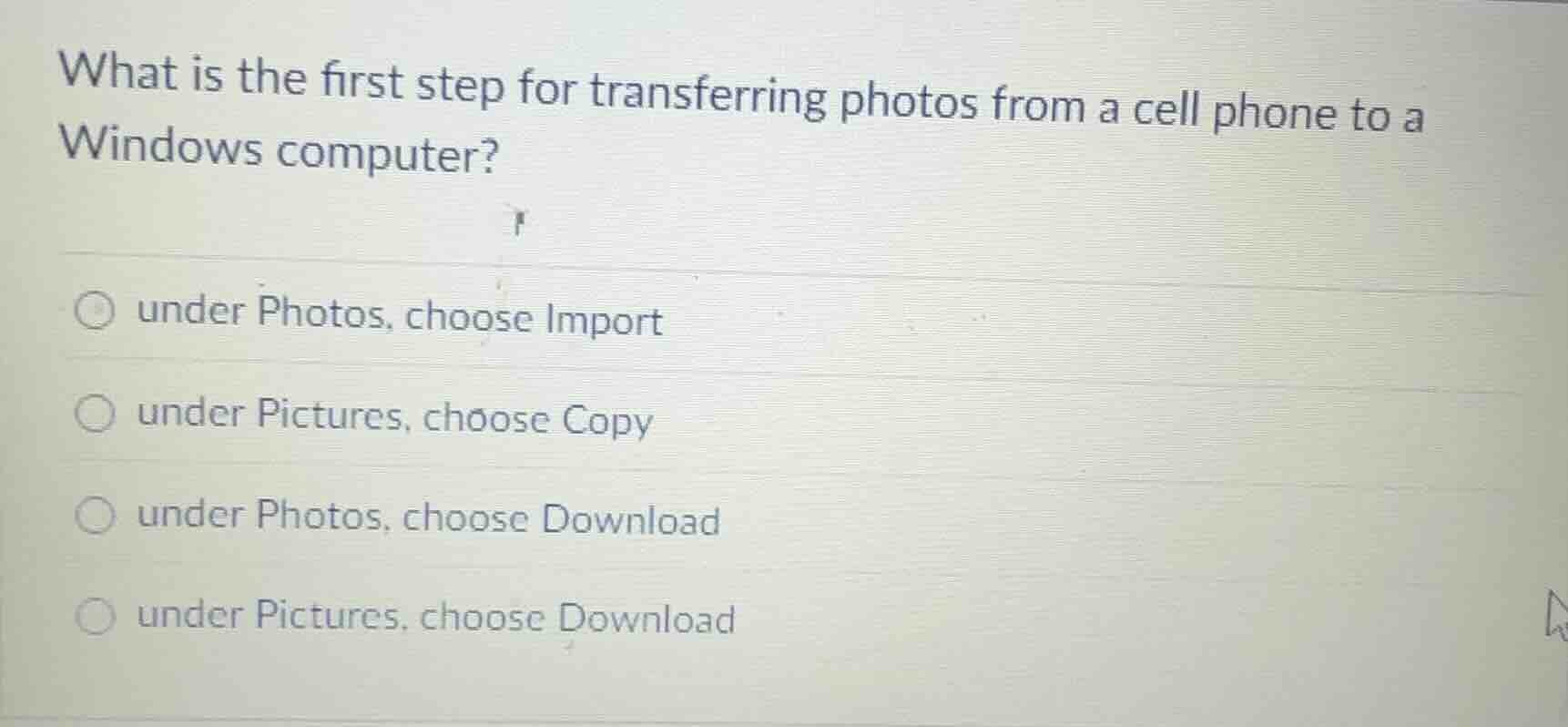 what is the first step for transferring photos from a cell phone to a w…
