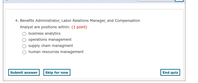 4. benefits administrator, labor relations manager, and compensation an…
