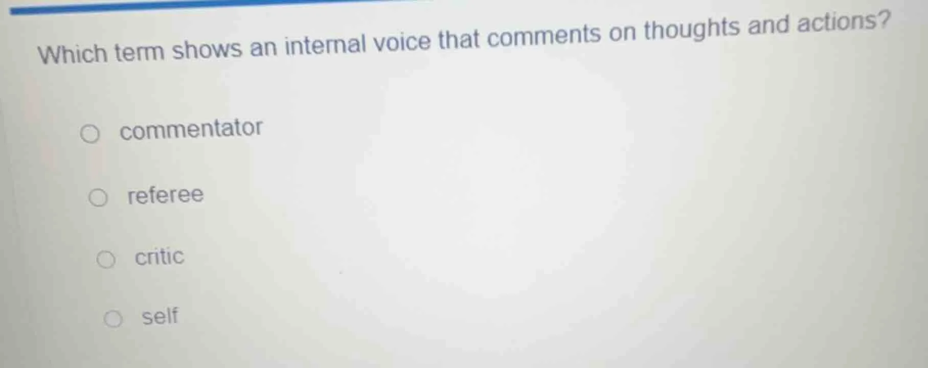 which term shows an internal voice that comments on thoughts and action…
