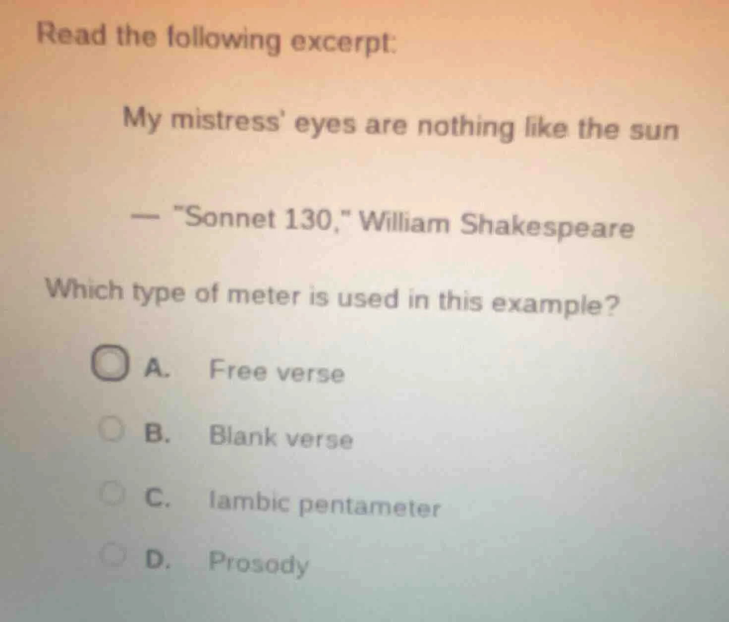 read the following excerpt: my mistress eyes are nothing like the sun —…