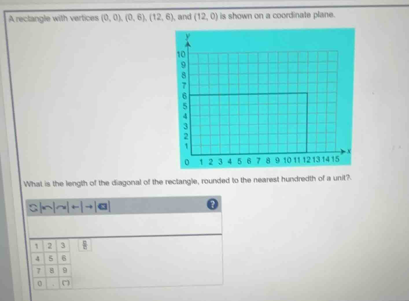a rectangle with vertices (0, 0), (0, 6), (12, 6), and (12, 0) is shown…