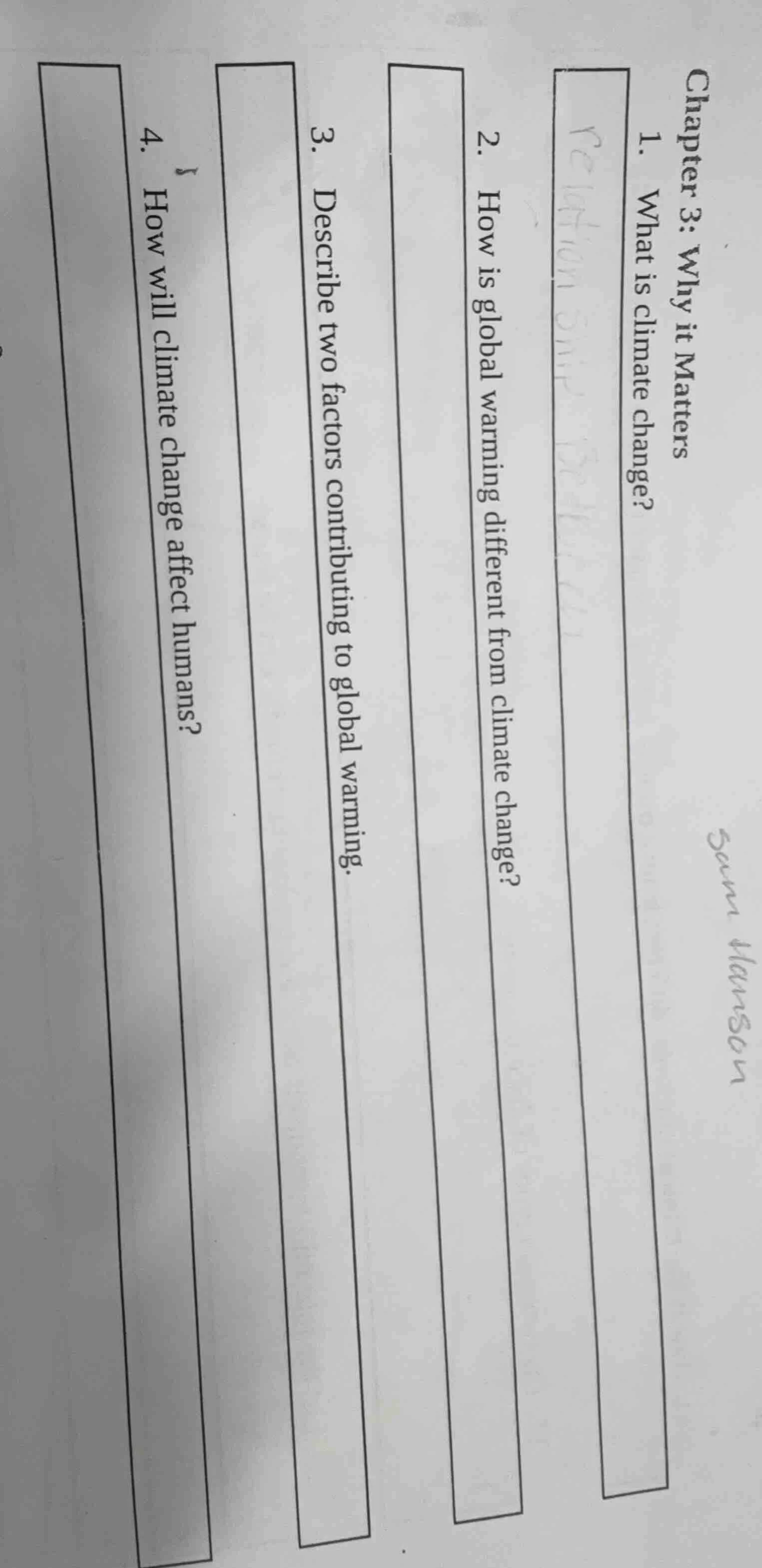 chapter 3: why it matters sam hanson 1. what is climate change? 2. how …