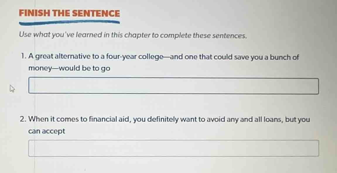 finish the sentence use what youve learned in this chapter to complete …