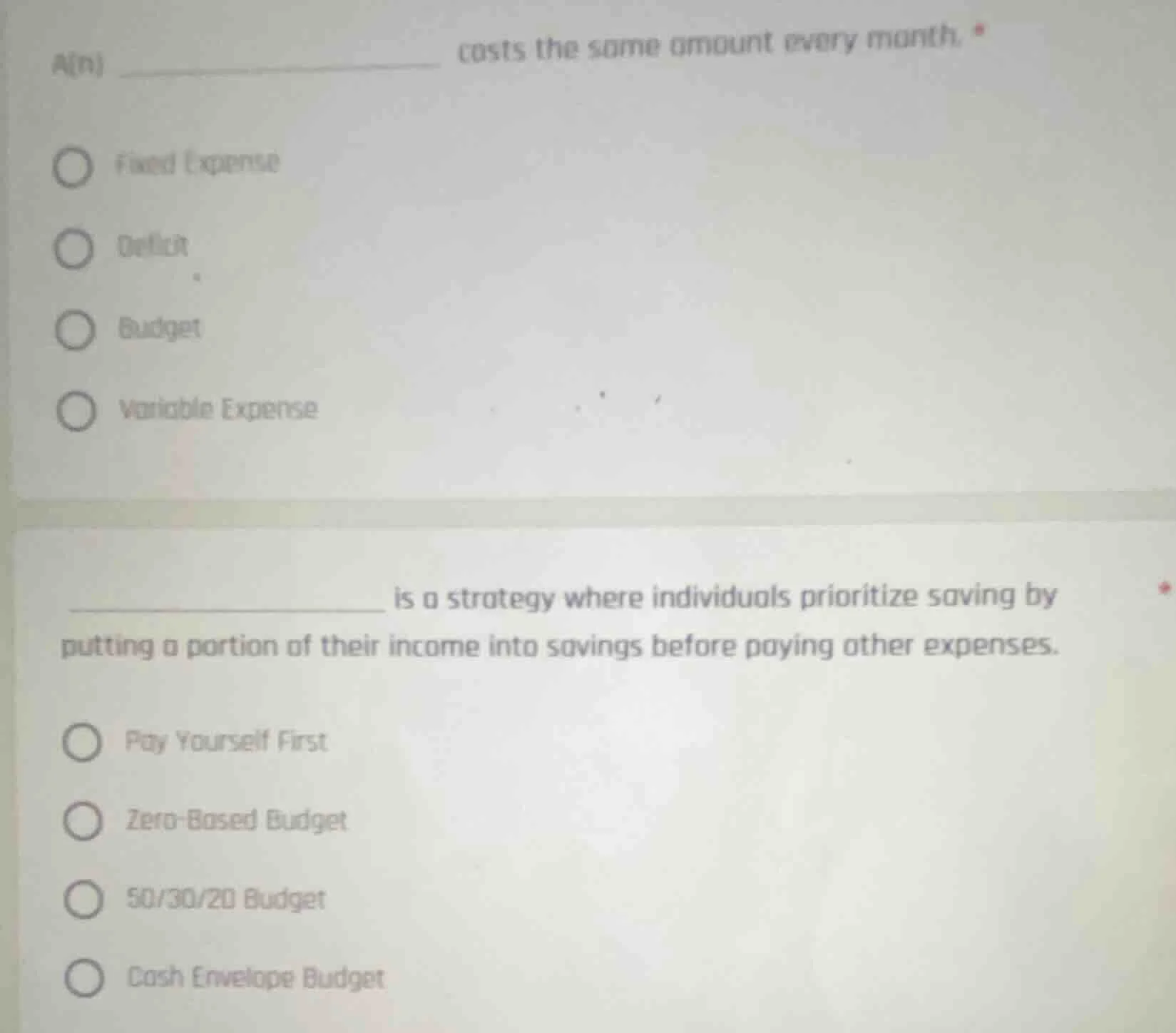 a(n) _______________ costs the same amount every month.- fixed expense-…