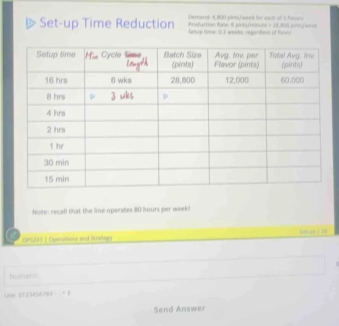 set-up time reduction demand: 4,800 pints/week for each of 5 flavors pr…