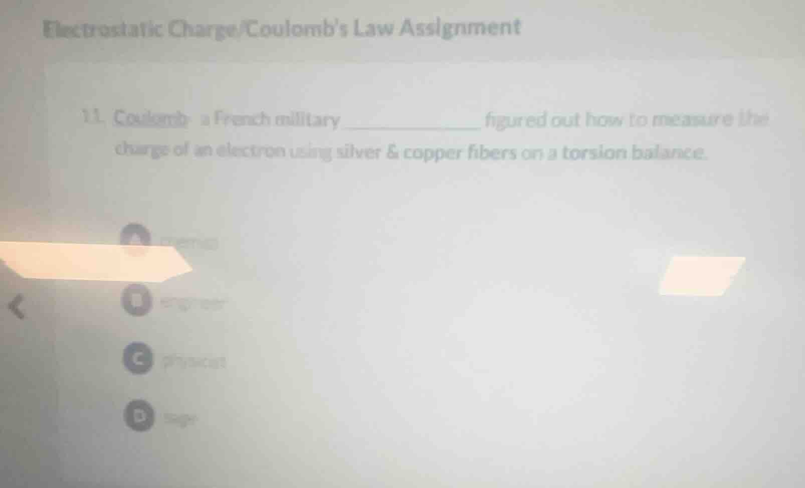 electrostatic charge/coulombs law assignment 11. coulomb: a french mili…