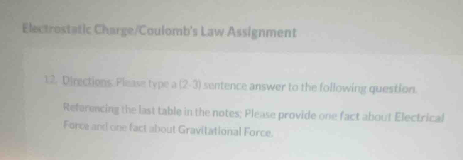 electrostatic charge/coulombs law assignment 12. directions: please typ…