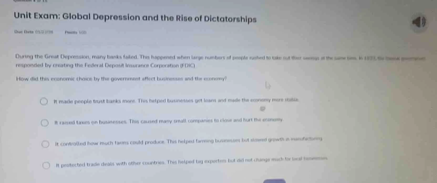 unit exam: global depression and the rise of dictatorships due date 03/…