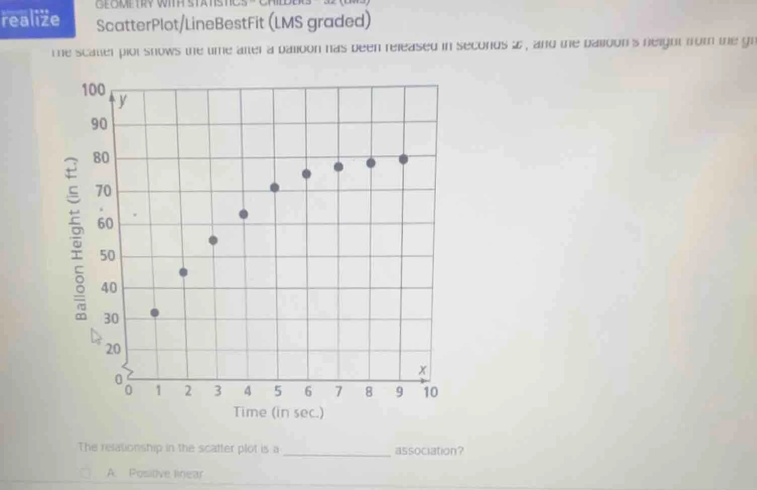 geometry with statisticsscatterplot/linebestfit (lms graded)the scatter…
