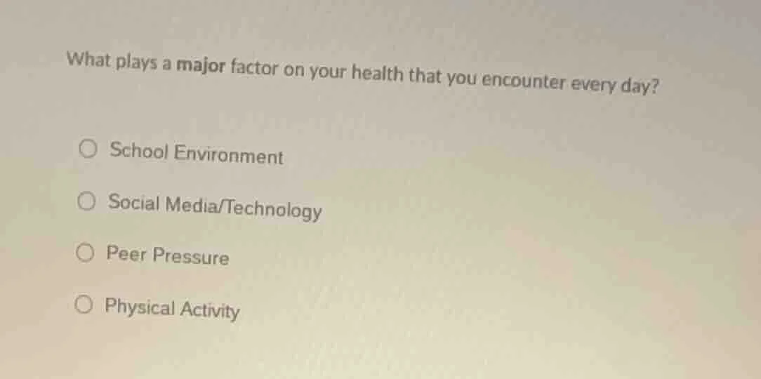 what plays a major factor on your health that you encounter every day? …