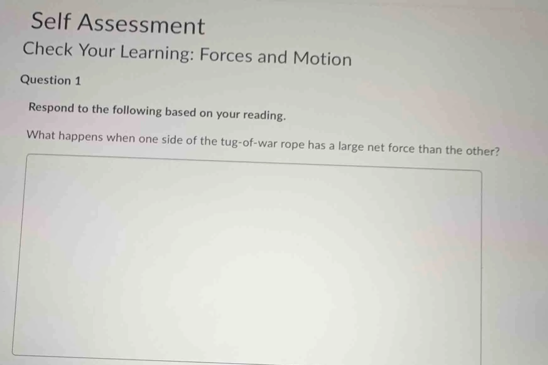 self assessment check your learning: forces and motion question 1 respo…