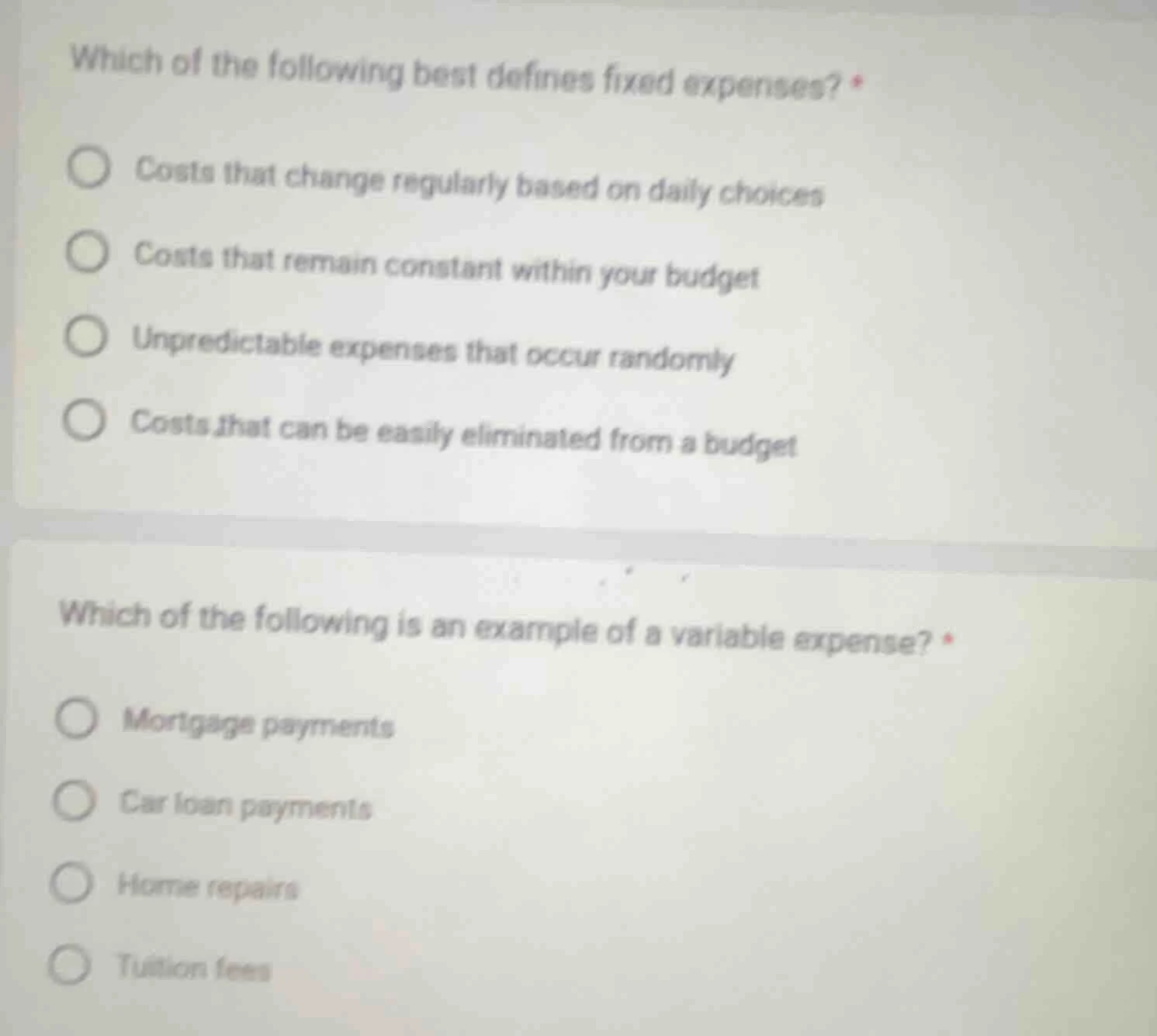which of the following best defines fixed expenses? *costs that change …
