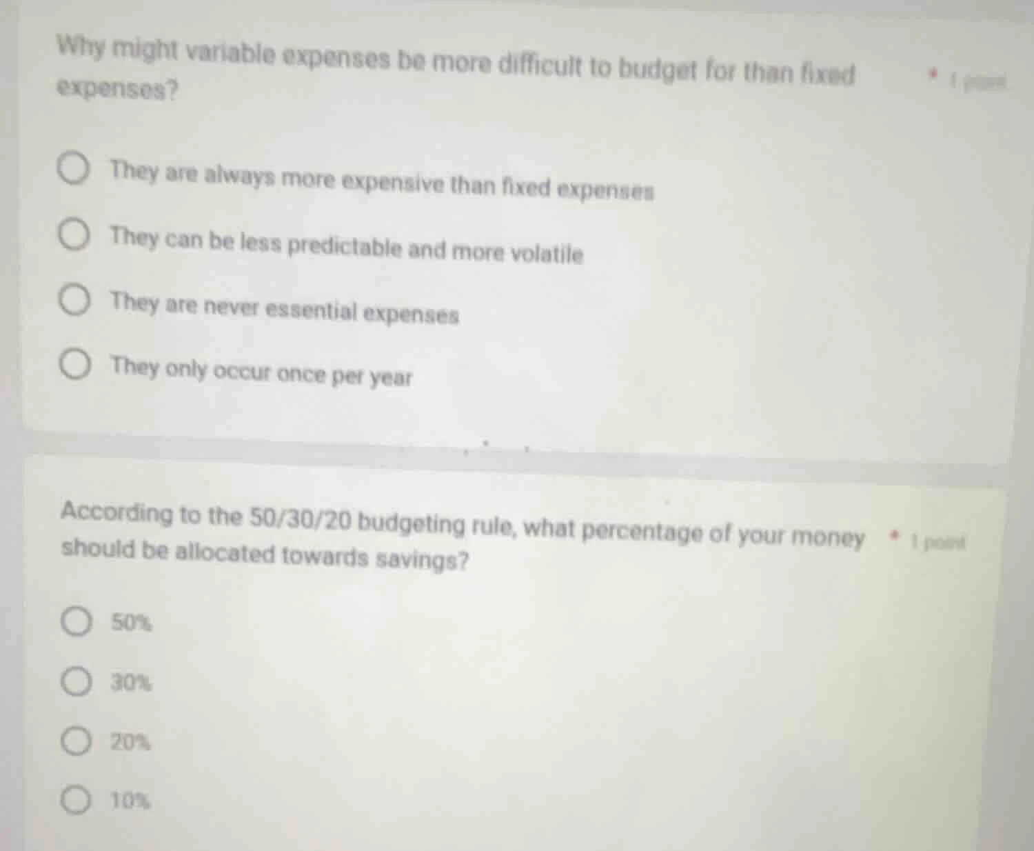 1. why might variable expenses be more difficult to budget for than fix…
