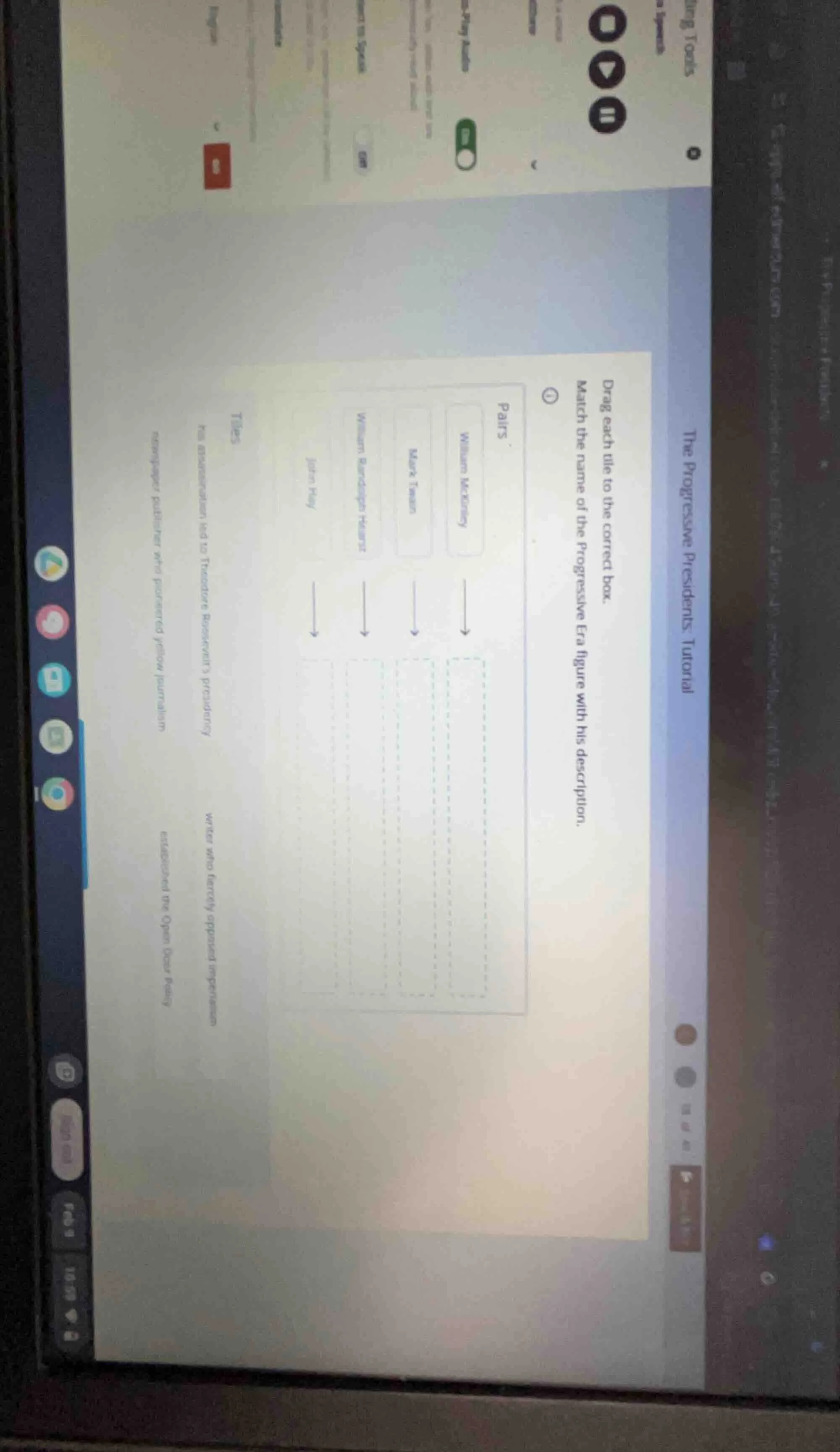the progressive presidents tutorial drag each tile to the correct box. …