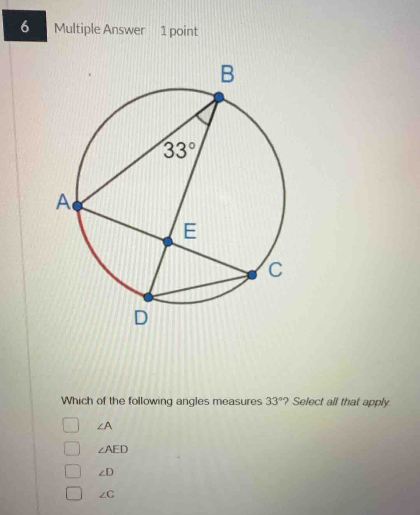 6 multiple answer 1 point which of the following angles measures $33^\\…