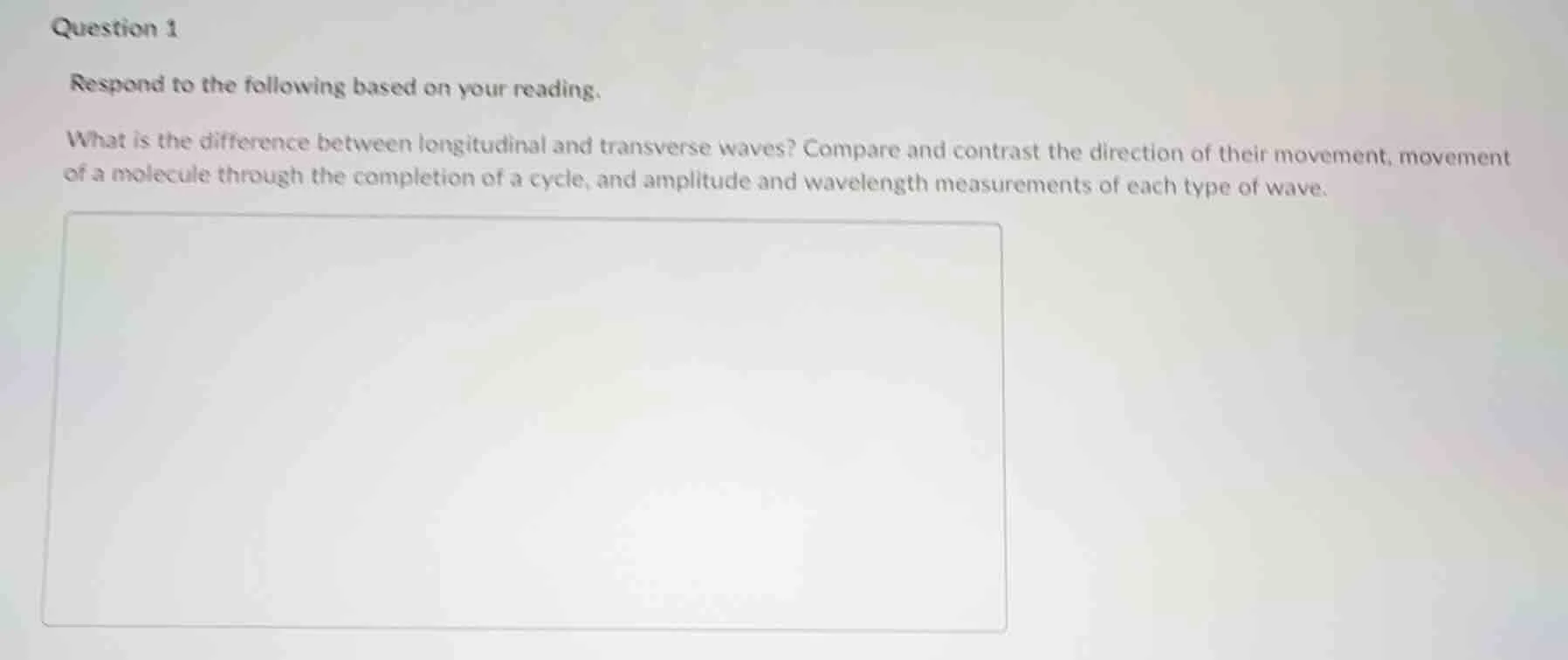 question 1 respond to the following based on your reading. what is the …