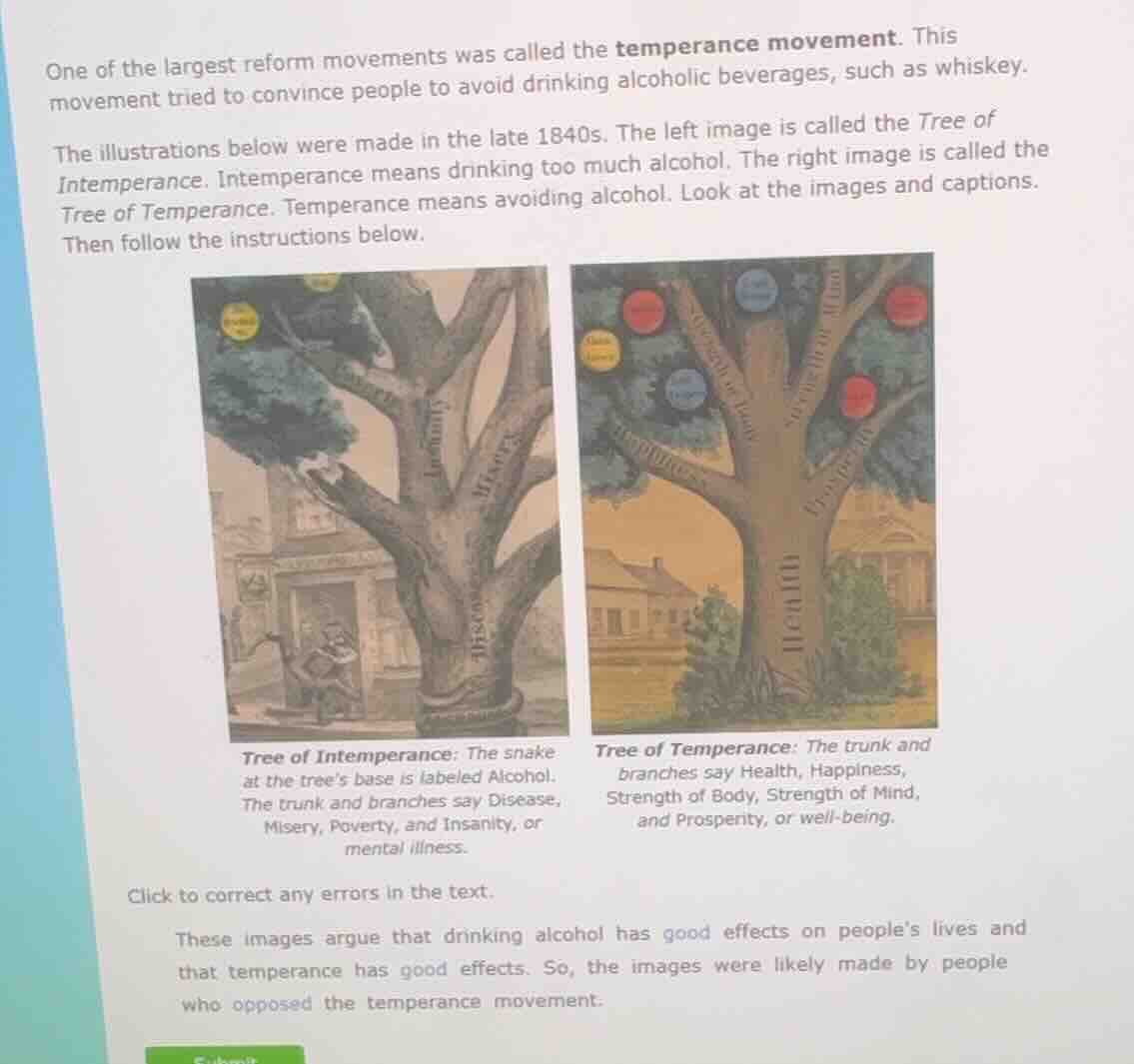 one of the largest reform movements was called the temperance movement.…